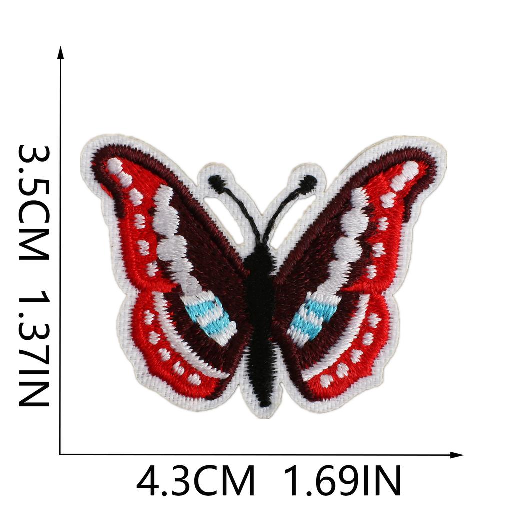 Butterfly World Embroidery Cloth Sticker Colored Flower Butterfly Computer Embroidery Label Clothes Decorative Patch Sticker Blue Butterfly
