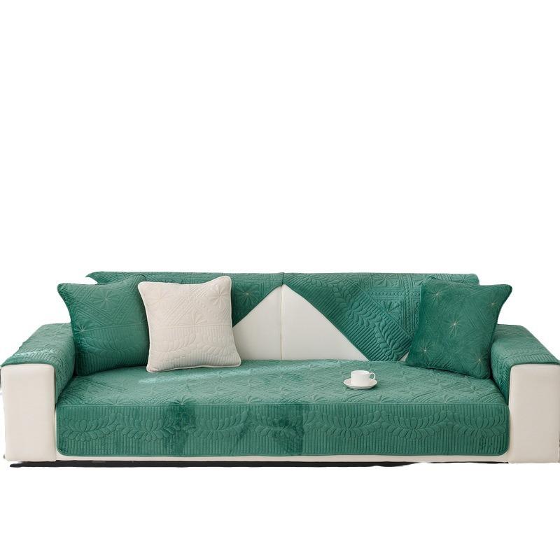 Quilted Sofa Cushion Autumn and Winter Plush Non-slip Thickened Seat Cushion New Leather Sofa Cover Cover Cloth