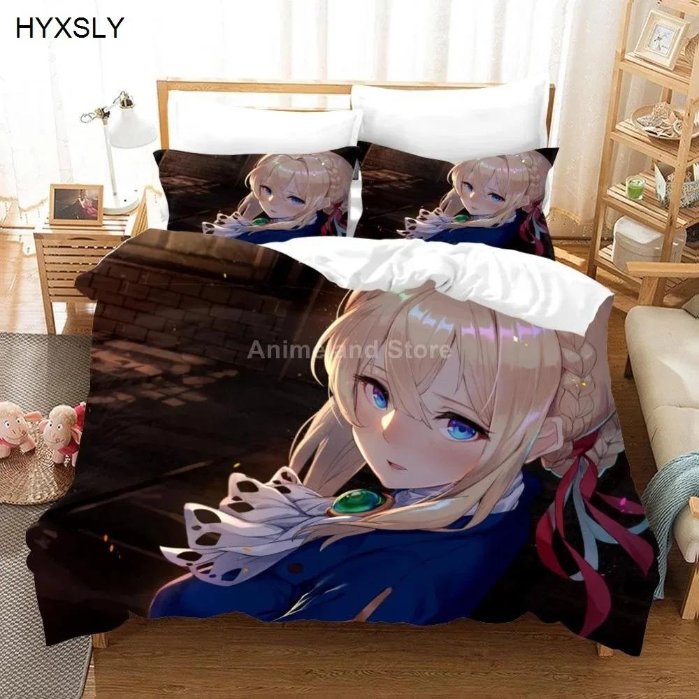Comforter Anime Violet Evergarden Bedding Set 3D Printed Suitable For Bedroom Kids Home Textile