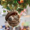 Forest Animal Acorn Ornaments Acrylic Cute Christmas Trees Hanging Decorations Rustic Home Decor Holiday Gift for Animal Lovers