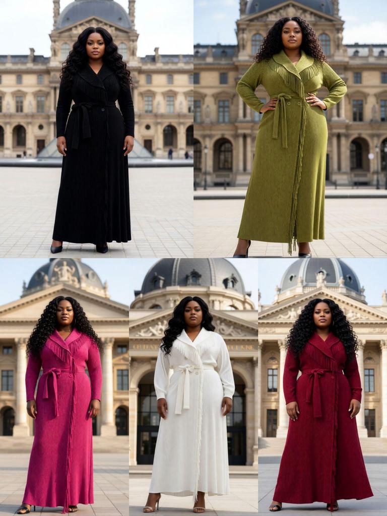 Elegant Plus Size Tassel Jacket - Miyake Pleats, European African Style Women's Fashion