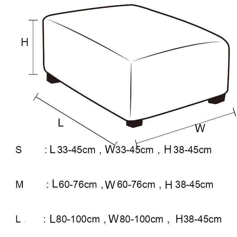 All-inclusive Square Ottoman Cover Elastic Velvet Footstool Covers 360 Degree Protector Sofa Footrest Slipcover for Living Room