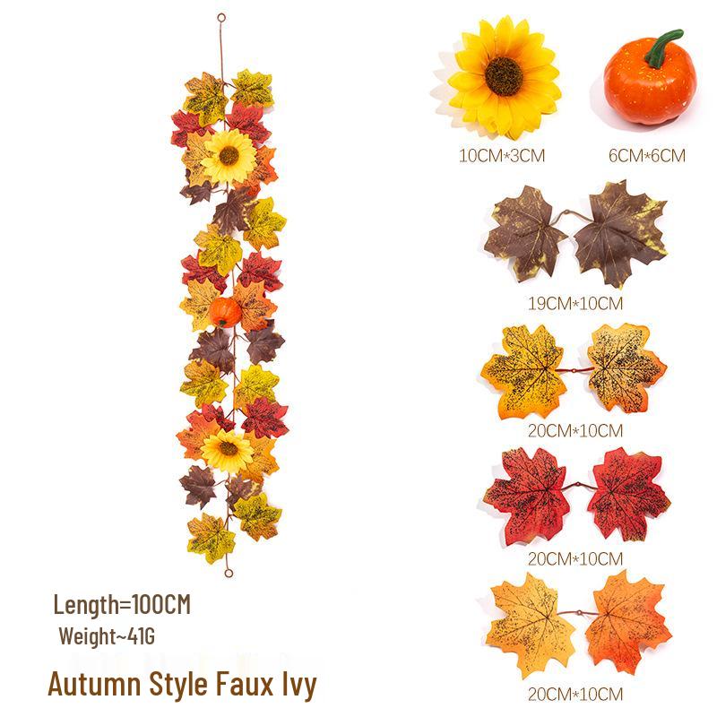 Maple Leaf & Sunflower Autumn Vine - Thanksgiving & Harvest Decoration