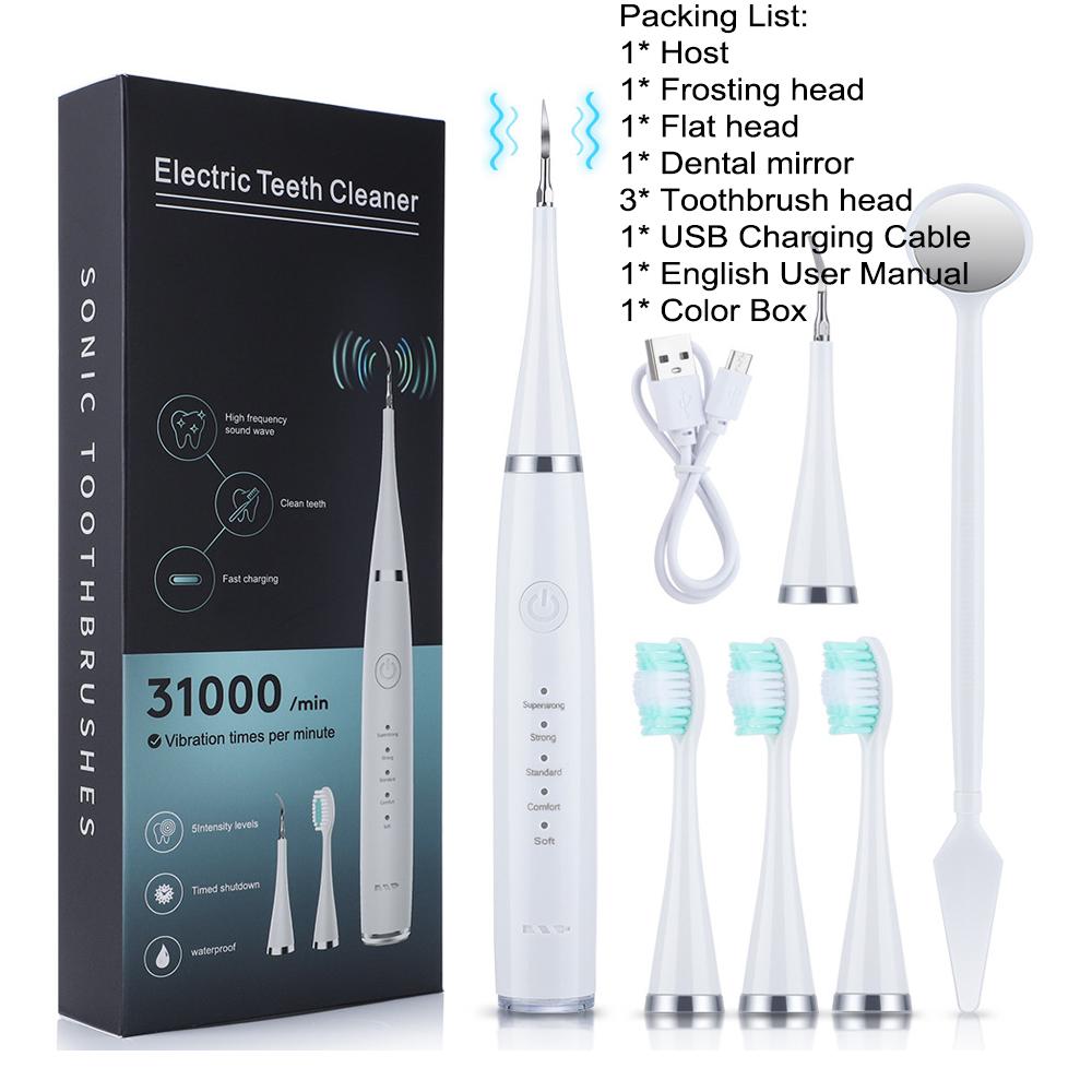 Teeth Whitening Electric Dental Calculus Remover Sonic Remove Tartar Scaler Oral Irrigator Clean Device Toothbrush Rechargeable