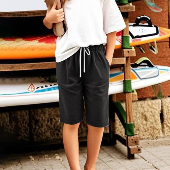 Girl Summer Shorts Elastic Waist Adjustable Drawstring Casual Shorts with Pockets Loose Fit Wide Leg Shorts