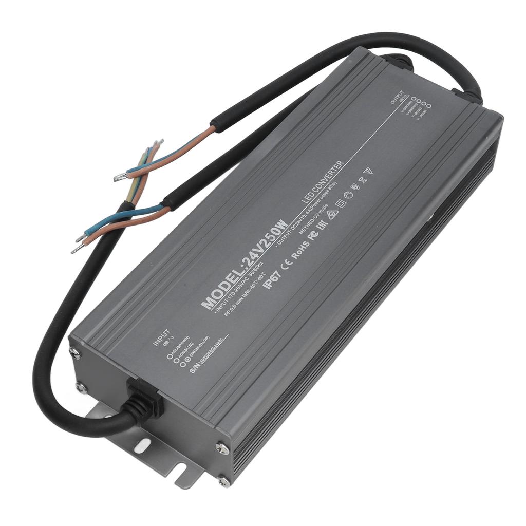 Waterproof Power Supply LED Driver Constant Voltage Power Supplies IP67 250W AC170‑265V24V 10.4A