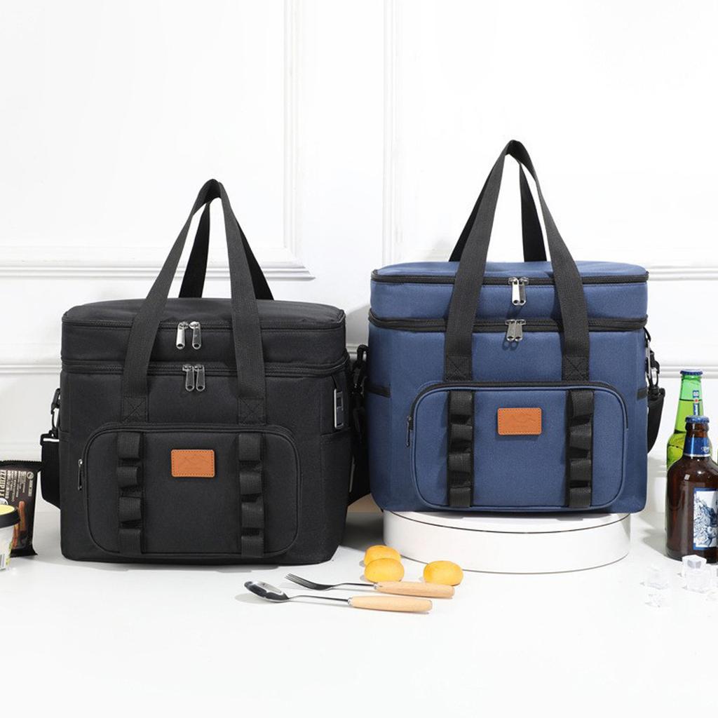 Premium Thermal Lunch Bag For Family Outings Leakproof Double Insulation Adjustable Shoulder Strap High Capacity Camping Picnic Bag