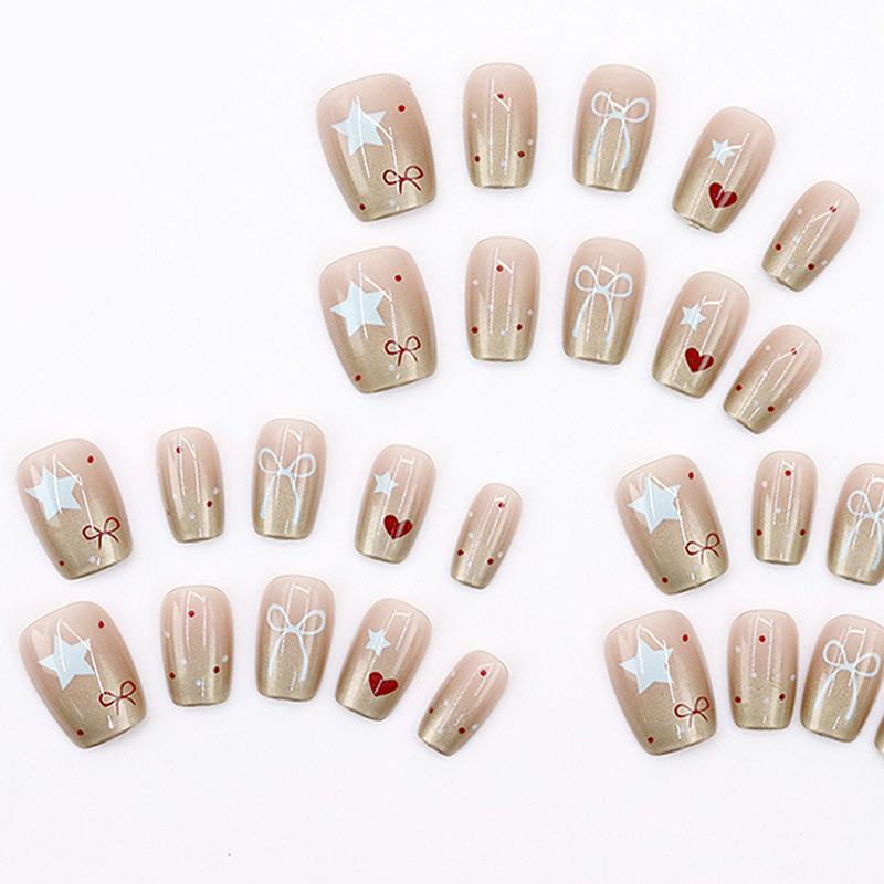 30Pcs Long Press On Fake Nails Full Cover Artificial Wearable Nail Beauty Tips French False Nails Art