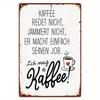 Vintage German 'I Like Coffee' Metal Tin Sign (12x8 Inch) - Retro Wall Decor for Kitchen, Home, Office & Coffee Shops