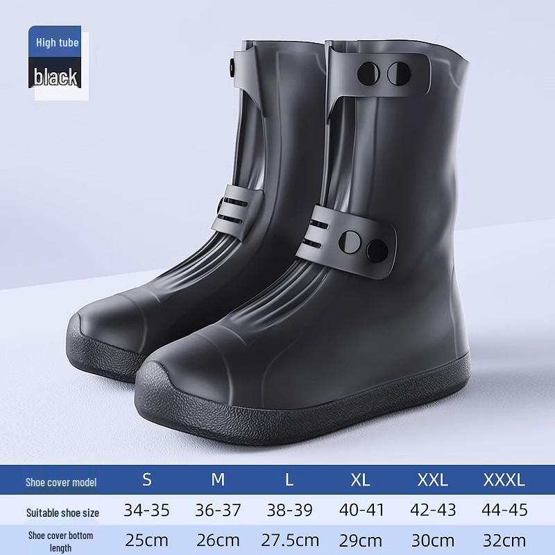 Waterproof Non-Slip Rain Boots: Thickened Silicone Shoe Covers for Men, Women, and Kids - Wear-Resistant, High-Top Design for Rainy Days.