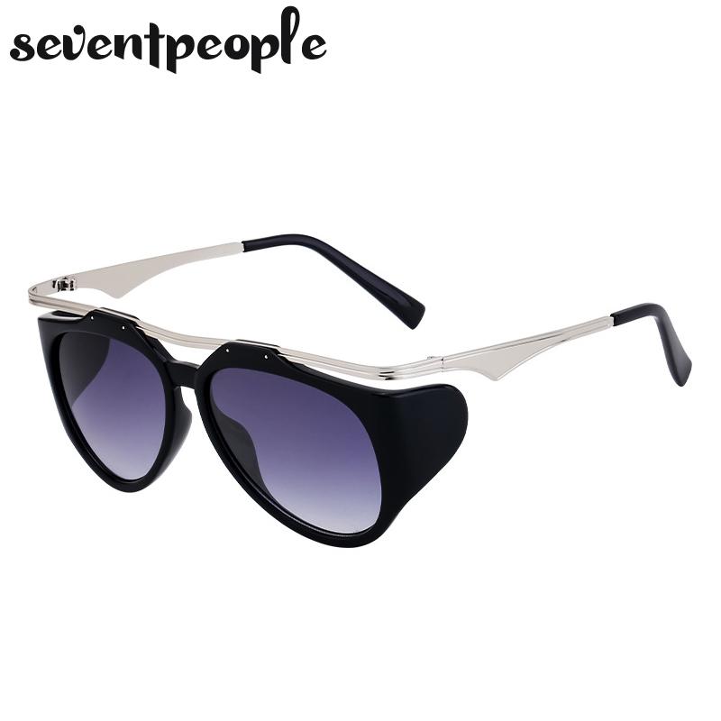 Oversized Oval Punk Sunglasses Women Men  Luxury Brand Designer Vintage Round Metal Frame Sun Glasses For Ladies Eyewear