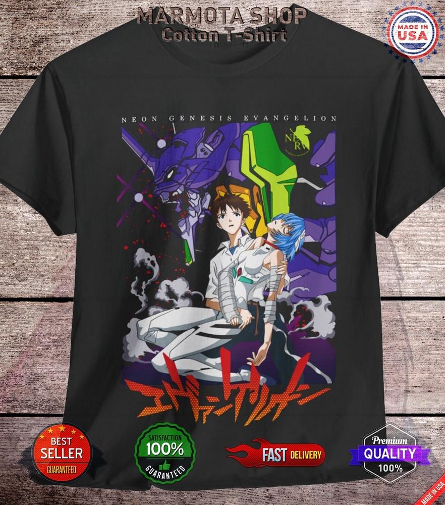 

Rei Ayanami Shinji Neon Genesis Evangelion Shirt EVA-01 Anime NERV T-Shirt Tee 4XL