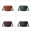 Genuine Leather Saddle Bag, Retro Riveted Handcrafted Gemstone Crossbody Bag, Single-shoulder Women's Bag