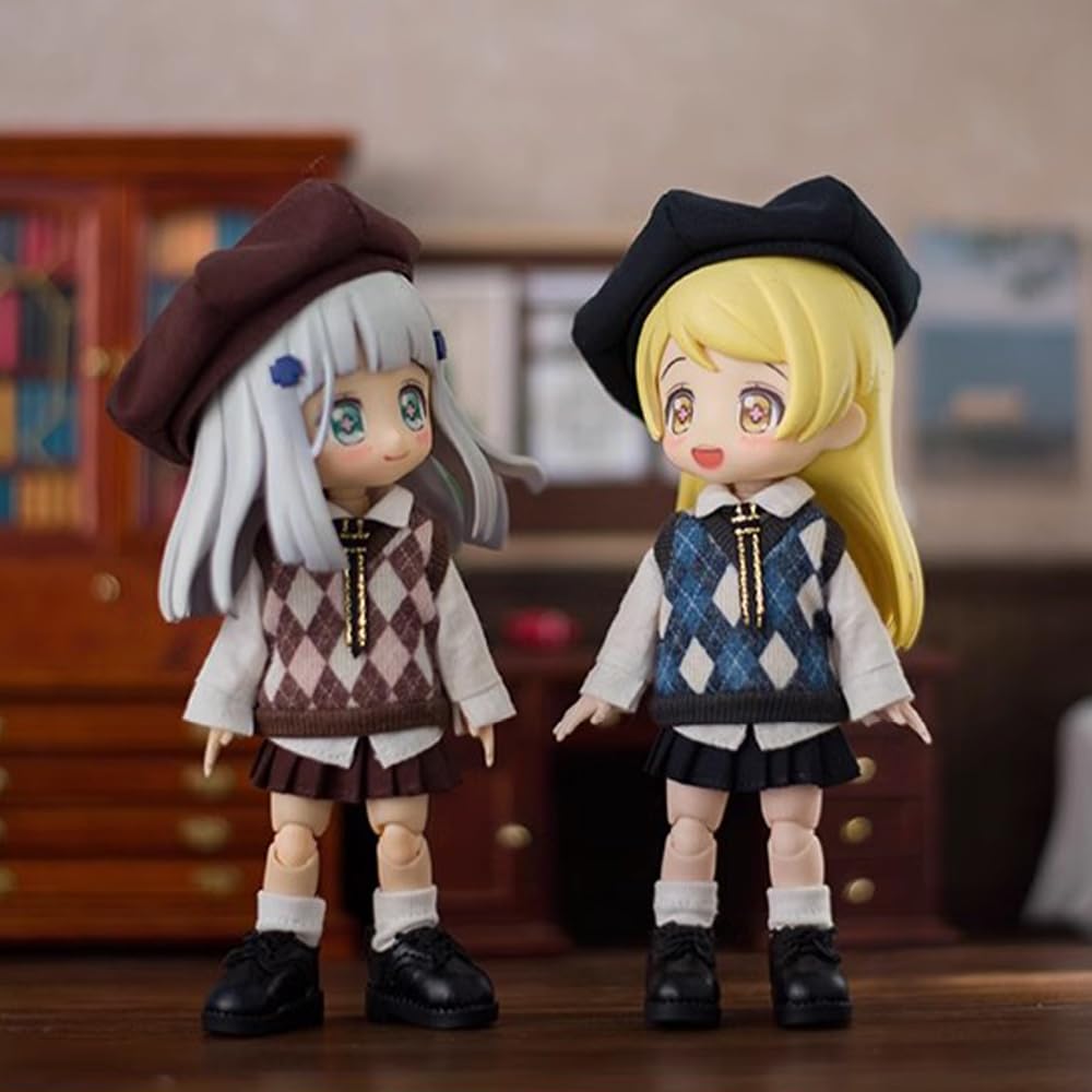 Niannyyhouse OB11 Size Obitsu Doll 11cm Body Compatible School Uniform Set BJD Doll Outfit (Hat, Shirt, Vest, Tie, Pants, Skirt, Shoes, Socks) 1/12