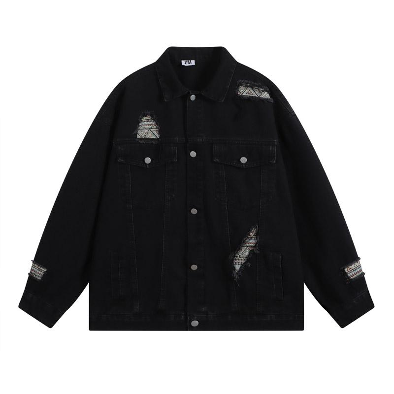 

2025 Весна Мужские Джинсовые Куртки Мужские Короткие Осенние Ковбойские Пальто Мужские Повседневные Тонкие Легкие Ковбойские Стираные Y2K Rock Корейские Модные Пальто M чёрный