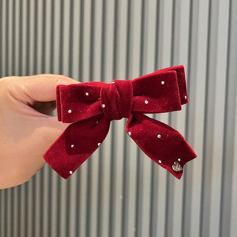 

Детский комплект из заколки-бантика и повязки цвета красного вина - головной убор осень/зима для девочек