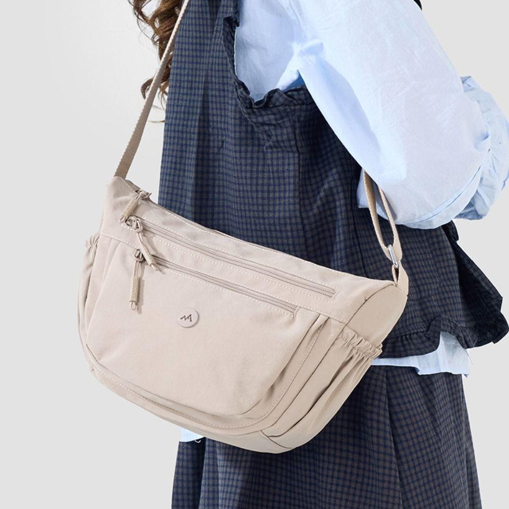 Casual Style Lightweight Dumpling Bag Waterproof Nylon Single Shoulder Bag Versatile Soft Crossbody Bag Daily Use