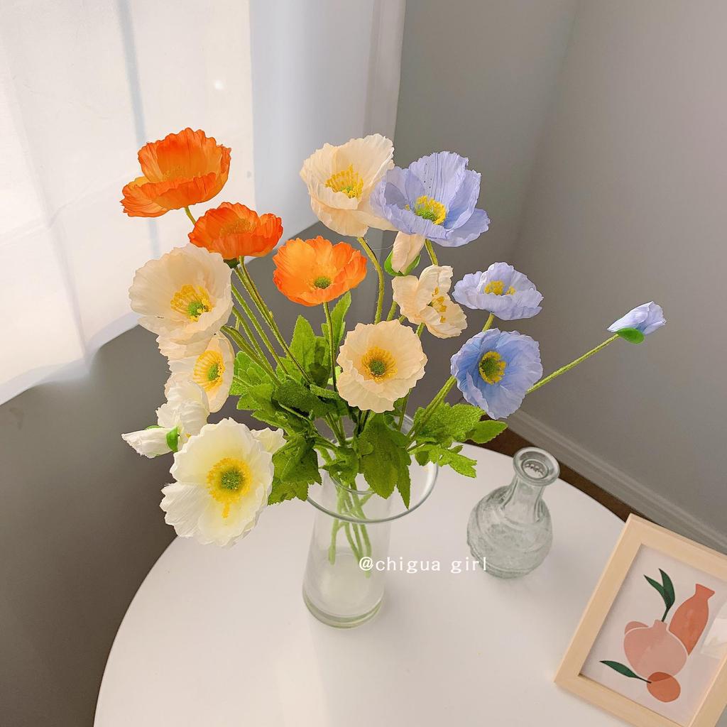 Korean Artificial Corn Poppy Bouquet - Room Decor & Photo Props