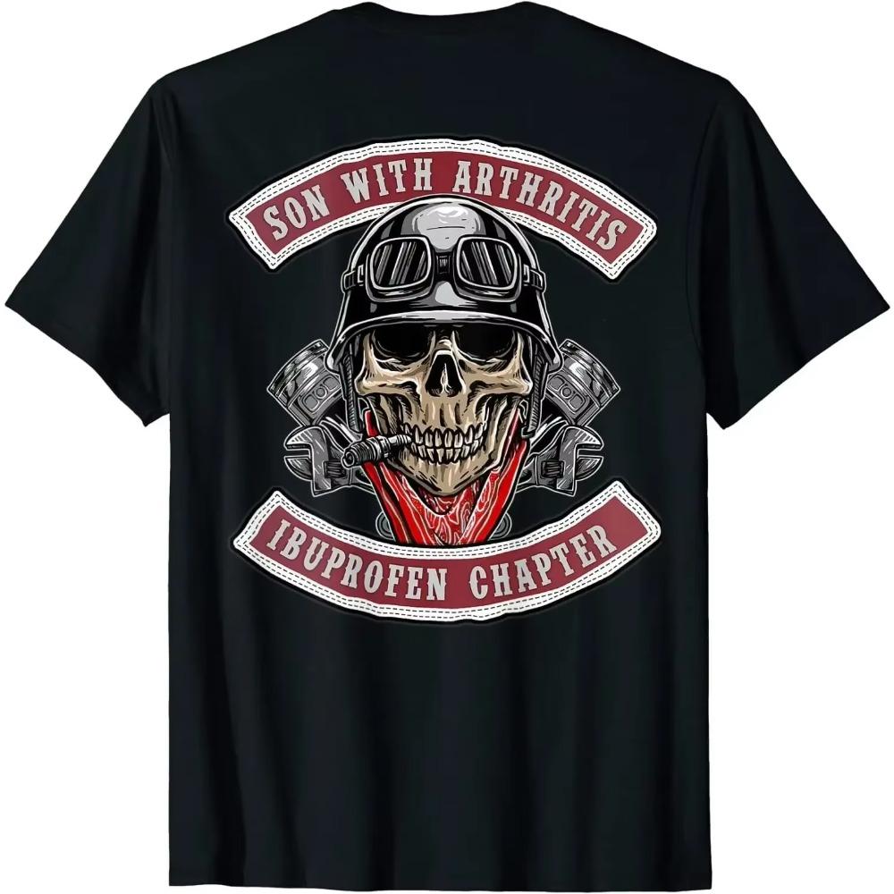 

НОВЫЙ Сын С Артритом Глава Ибупрофена Старый Байкер Мотоцикл-На Задней Футболке S чёрный