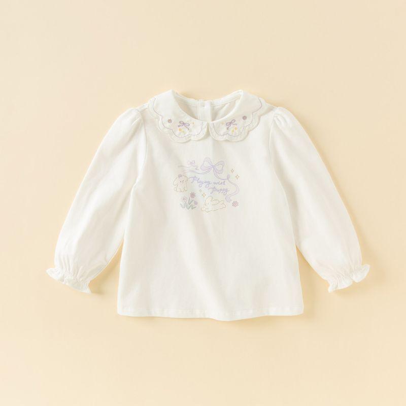 David Bella Children's Long-Sleeve T-Shirt 2026 New Girls' Pure Cotton Top Stylish Spring Base Shirt for Baby Girls