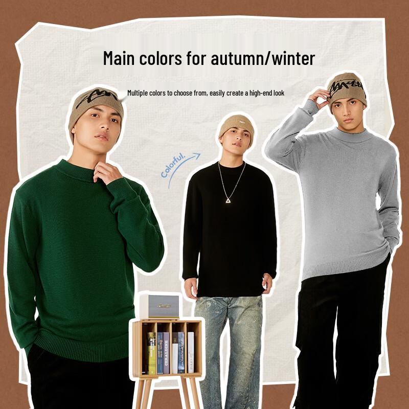 Jeanswest Men's Thickened Half-High Neck Knit Sweater
