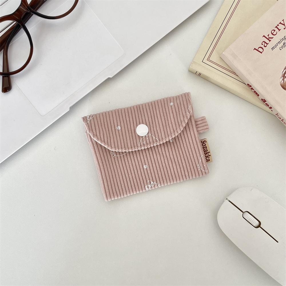 Corduroy Small Coin Wallet  Card Case  Coin Storage  Student Wallet  Card Case  ID Card Bag
