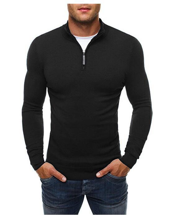 Men's Slim Fit High Neck Zipper Pullover Sweater
