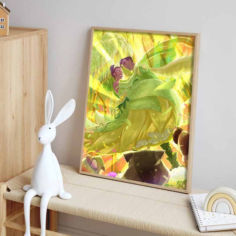 Disney 5D DIY Diamond Painting Tiana and Nawen Sunny Forest Illustration Embroidered Mosaic Cross Stitch Home Decor Gift Crafts