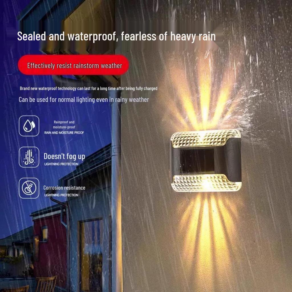 Solar Garden Wall Light - Outdoor Courtyard Decorative LED Night Light with Up and Down Illumination