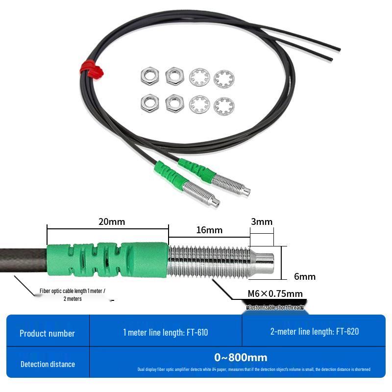 High-Speed M3M4M6 Fiber Optic Sensor with Diffuse Reflection, Through-Beam, Elbow, Straight Head, & Coaxial Probe