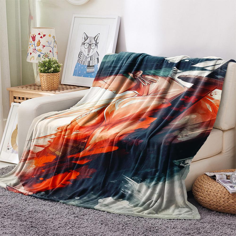 1PC Roronoa Zoro Patterned Flannel Blanket Suitable For All Seasons For Home Decor Warmth And Comfort Gifts Holiday Present