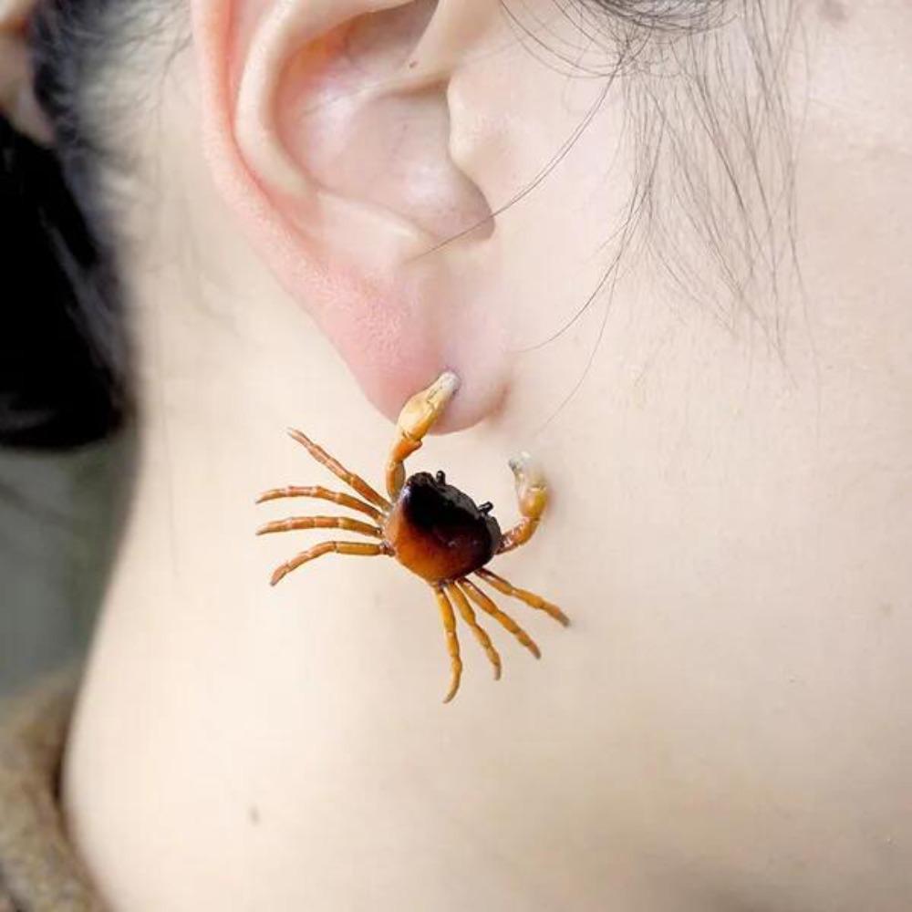 Creative Pink Crab Ear Stud Vintage Crab Claw Stud Earrings Trendy Crab Earrings  Girls