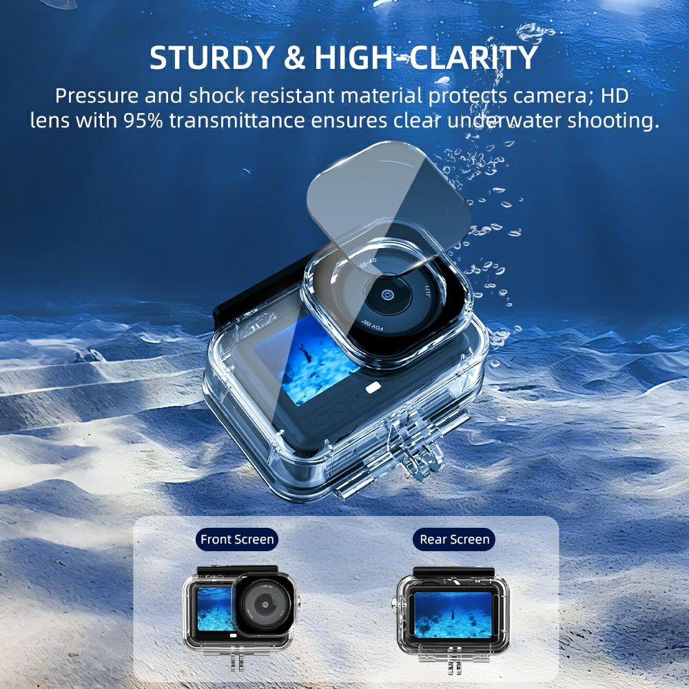 For DJI Osmo Action 6 60m Depth Camera Waterproof Case Transparent PC + Tempered Glass Anti Fog Underwater Housing