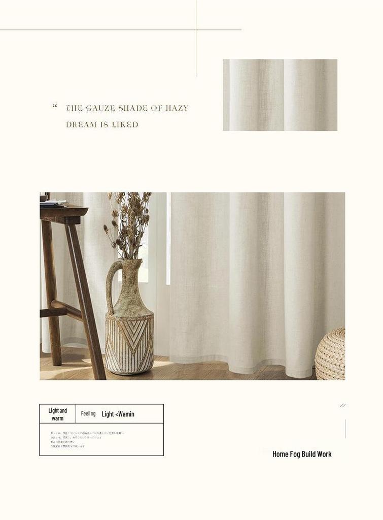 Cream Linen Blend Semi-Sheer Curtains: Light-Filtering, Privacy Smart, Perfect for Living Room or Balcony.