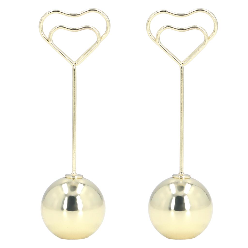 2Pcs Table Number Holder Heart Shaped Firm Stable Premium Metal Sturdy   Wide Application Place Card Holder