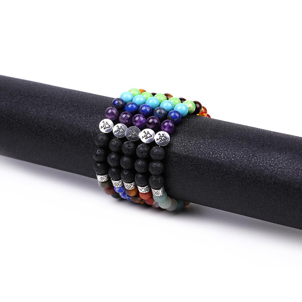 European & American Reindeer Bracelet with Striped Agate, Tiger's Eye, and Frosted Amazonite