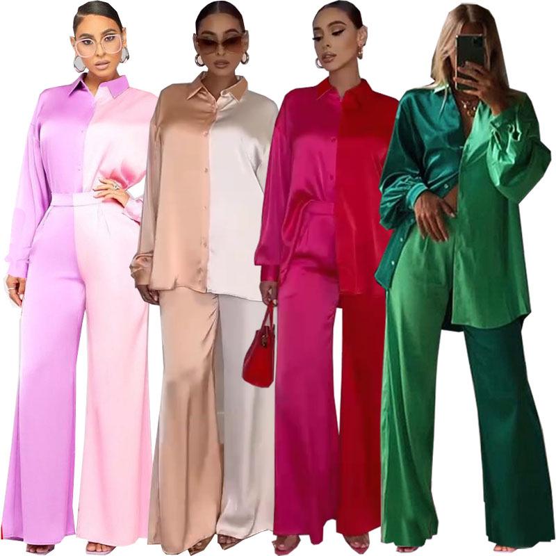 Afrikanischer Druck Damen Zweifarbiges Oberteil & Hosen Set 2023