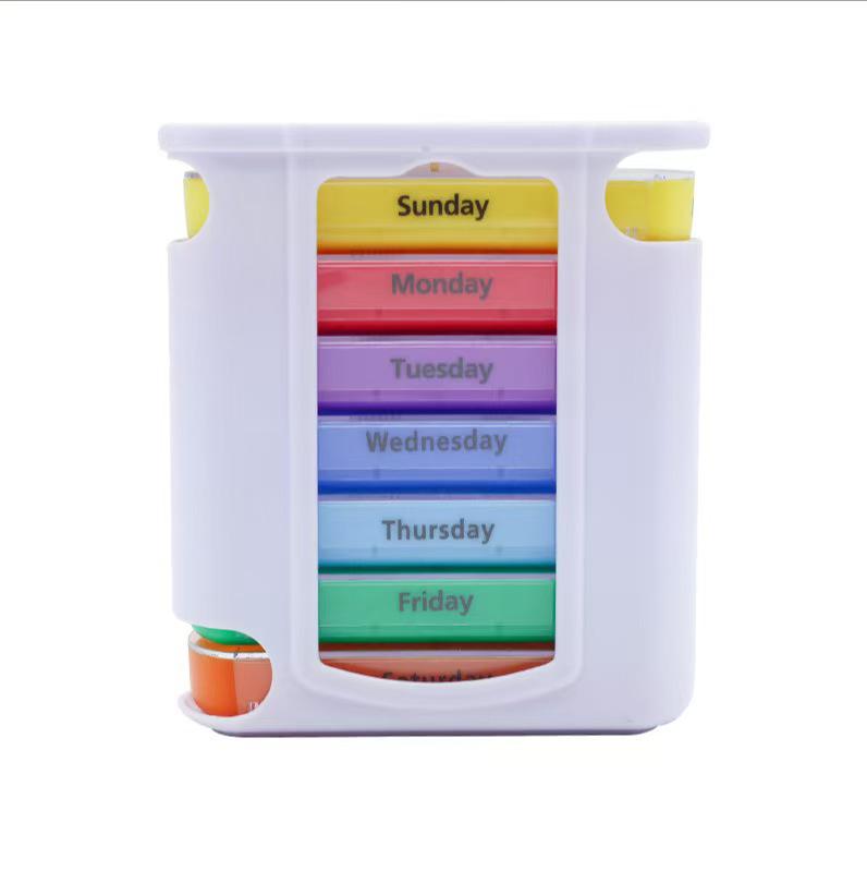 Transparent 28-Grid Detachable 7-Day Pill Box – Portable Medicine Storage and Dispenser