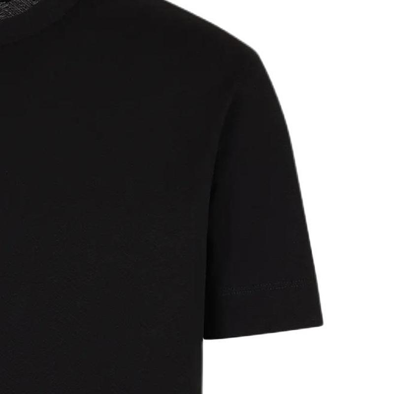 Emporio Armani Solid Color Textured Jacquard Crew Neck Pullover Straight Fit Short Sleeve T-Shirt Men T-shirts Black 6D1TT7-1JGYZ-0034