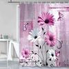 1Pc Bathroom Set DIY Polyester Waterproof 200x180CM Thickening Shower Curtain With Hooks Daisy Flower
