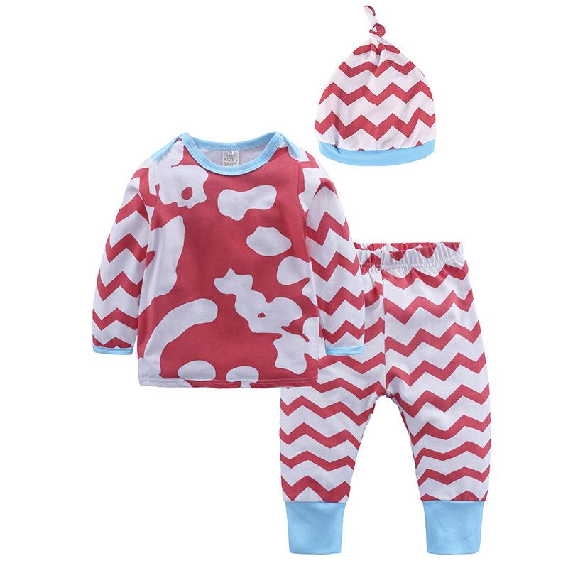 European Style Newborn Baby Outfit: Long Sleeve Top, PP Pants & Hat Set