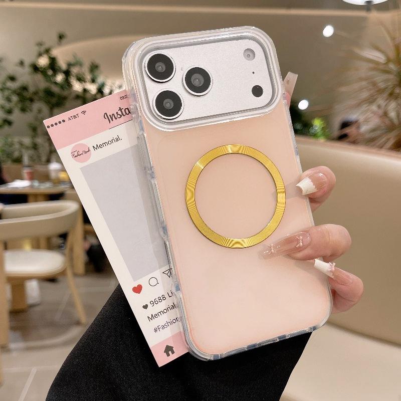 17 Applicable to Apple 16pm round edge colorful oil drip ring magnetic suction 15 mobile phone case iPhone14 anti-drop 13 protective case