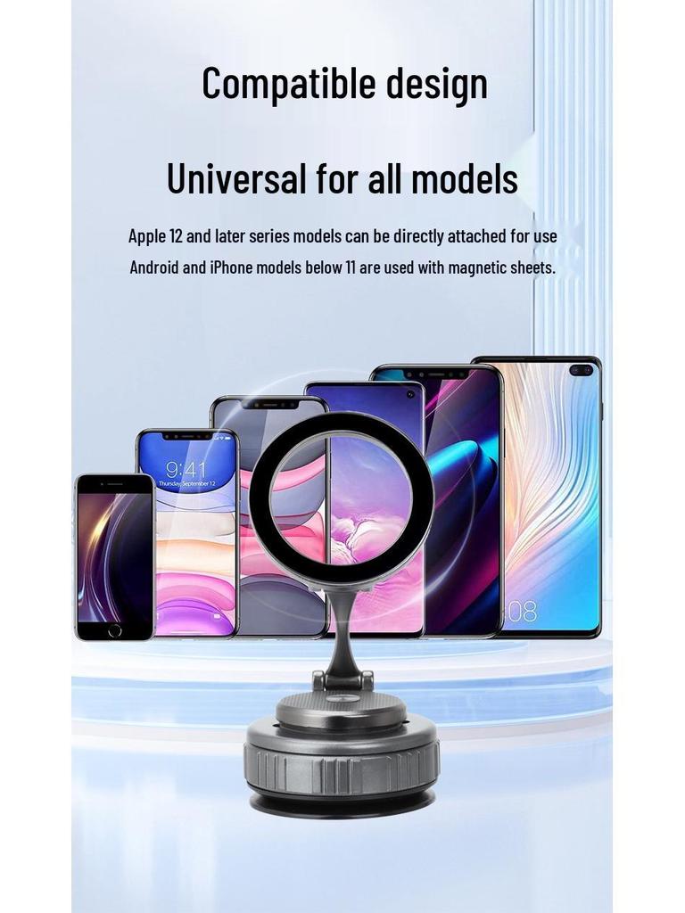 Magnetic Phone Holder with 360° Rotation: Foldable Suction Stand for Car & Desktop Navigation