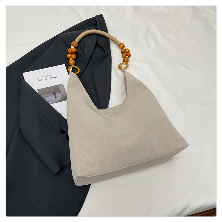 

Casual texture commuter fashion large capacity tote bag new deerskin velvet retro simple versatile portable shoulder bag бежевый