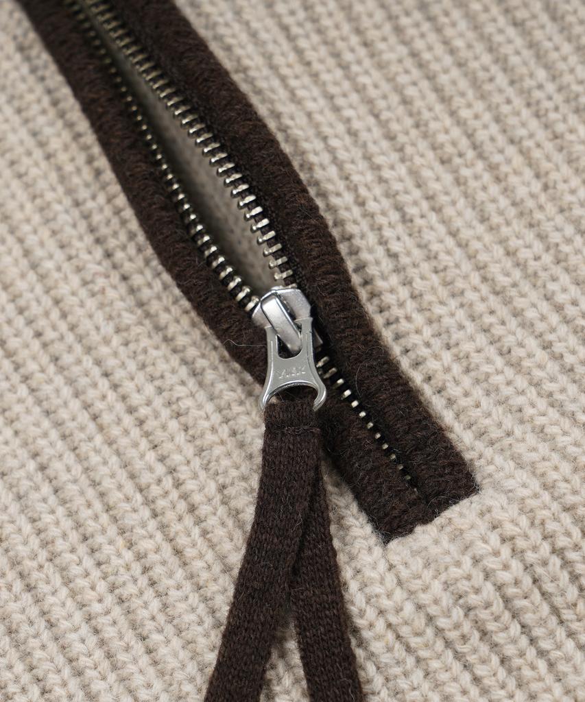 FRIZMWORKS Contrast Collar Half Zip Knit _ Cocoa