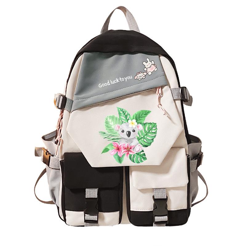 Giraffe Cartoon Printed Backpack Student Large Capacity School Bag