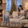 Ice Blue Jay Ornament Advent Calendar, 24-Day Winter Garden Countdown Box Wonderland Decorations with Acrylic 2D Ornaments, Christmas Tree Hanging