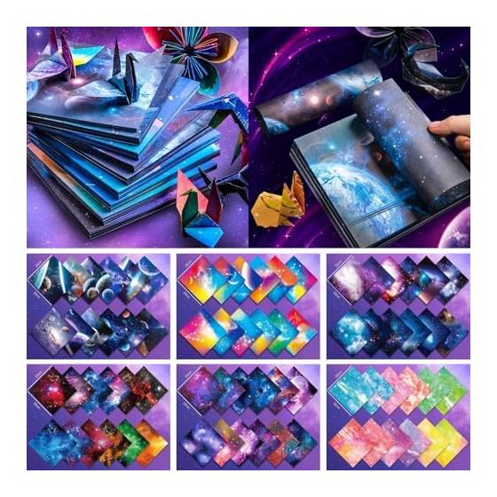 Sweet Plus Origami Double-Sided Pattern Colorful Stars Constellations Space Aurora Galaxy Planet Fantastic Thousand Cranes Confetti Origami Tanabata