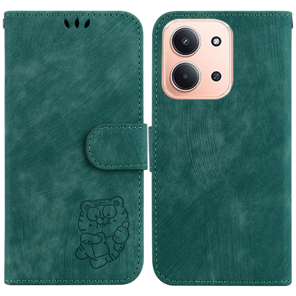For Xiaomi Redmi 15C 5G (EU) (173mm)/15C 4G (EU) (173mm) Wallet Case Tiger Imprint Leather Shockproof Phone Cover with Wrist Strap