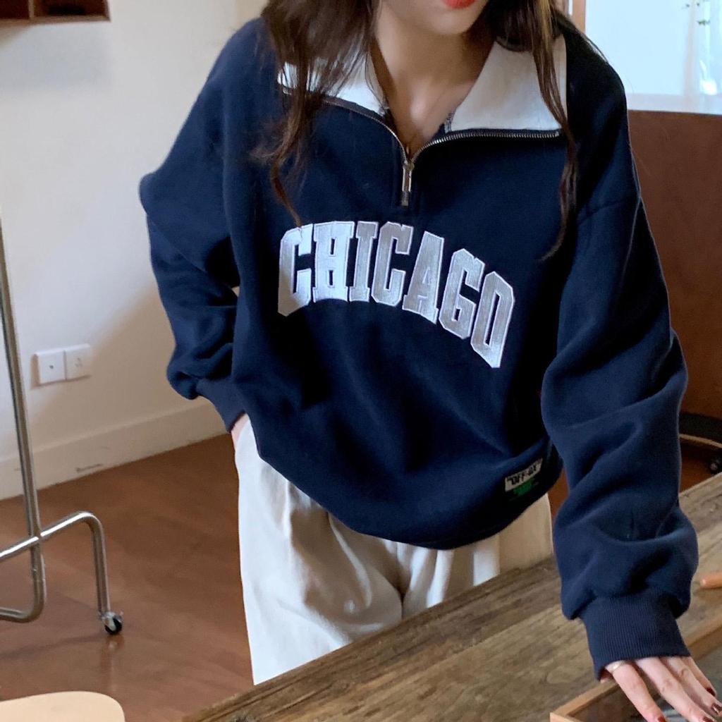 Dame Langermet V-hals Løse Pullovers Dame Overdeler Ensfargede gensere